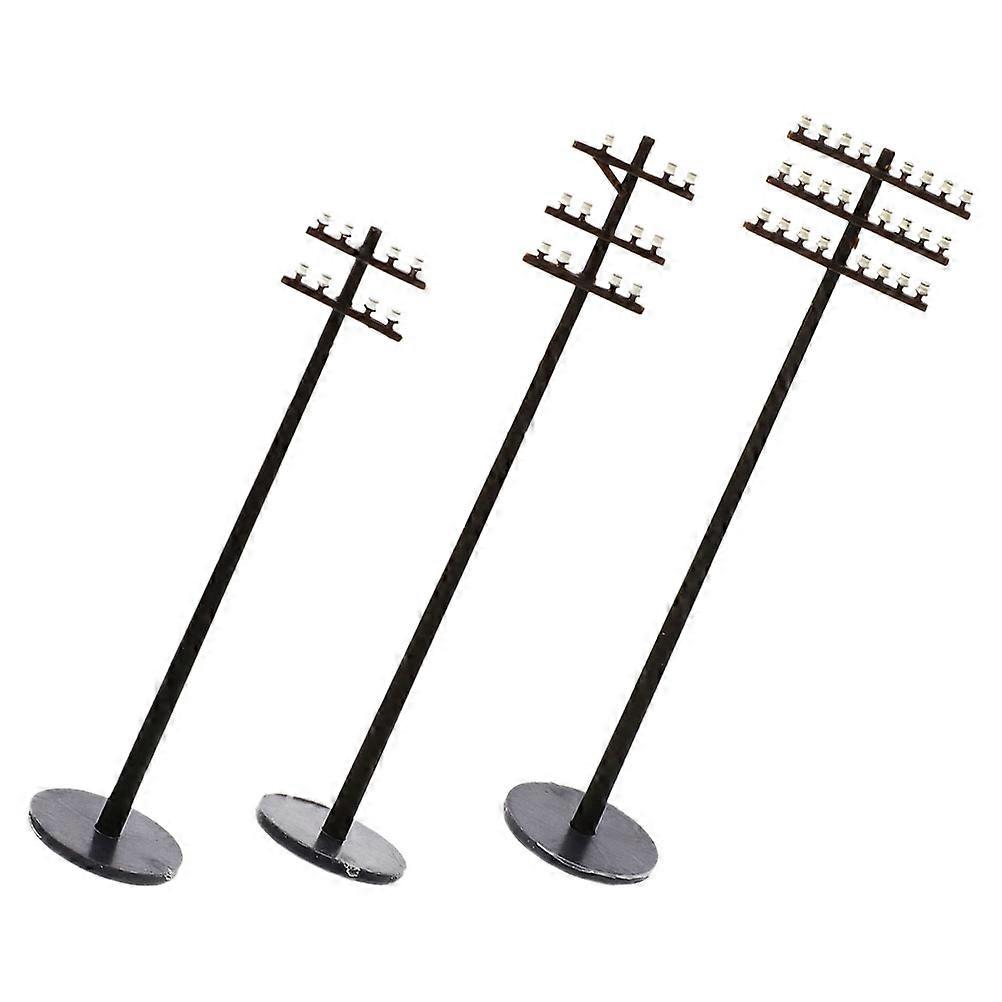 Miniature Telegraph Poles DIY Decor for Model Train Scenery 3Pcs Pack