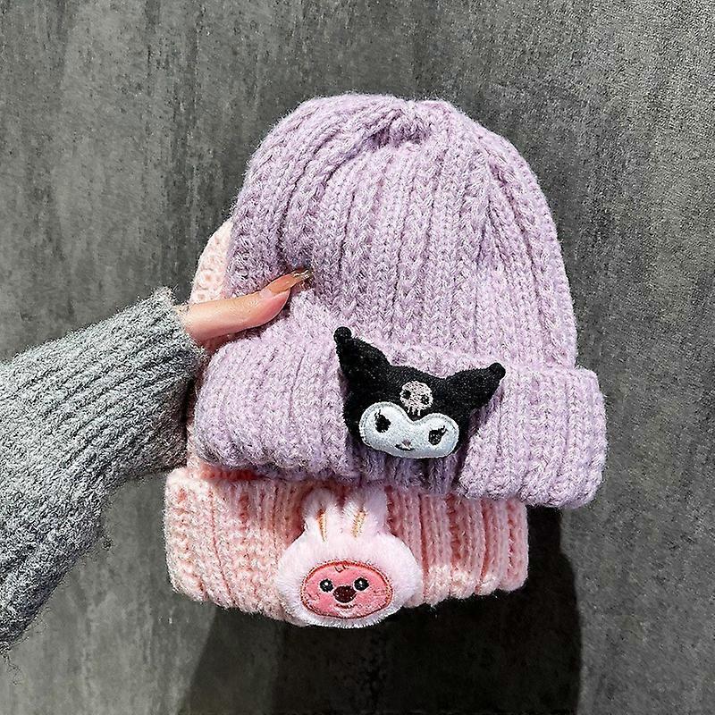 Kawaii Kuromi My Melody Cinnamoroll Hello Kitty Sanrio Winter Cute Cartoon Warm Hat Students Comfortable Warm Hats Gift for Kids