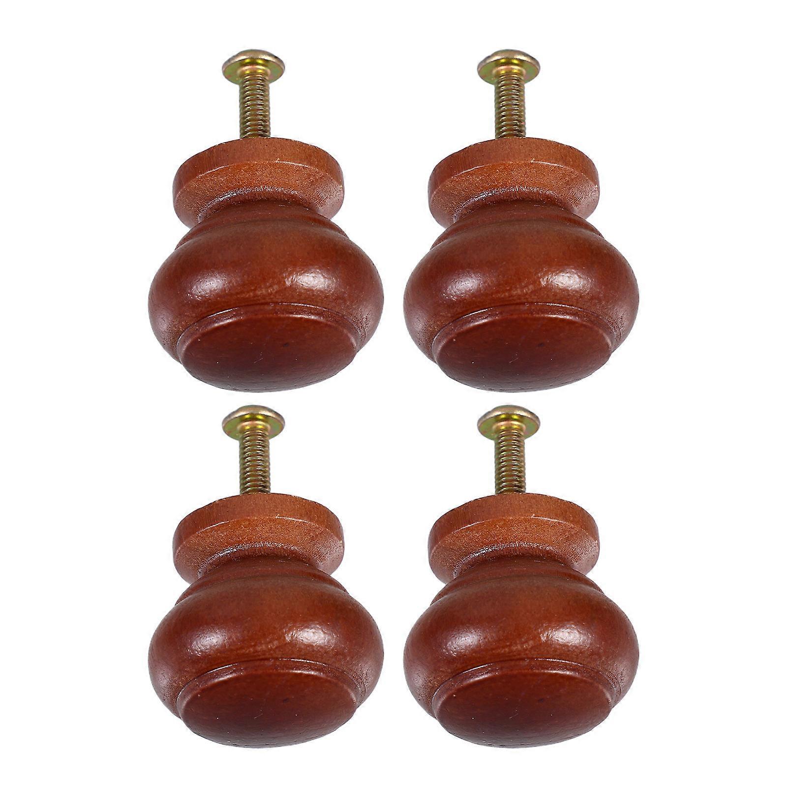 Brown Wooden Door Knobs for 4Pcs Cabinet Drawer Pulls Home Decor