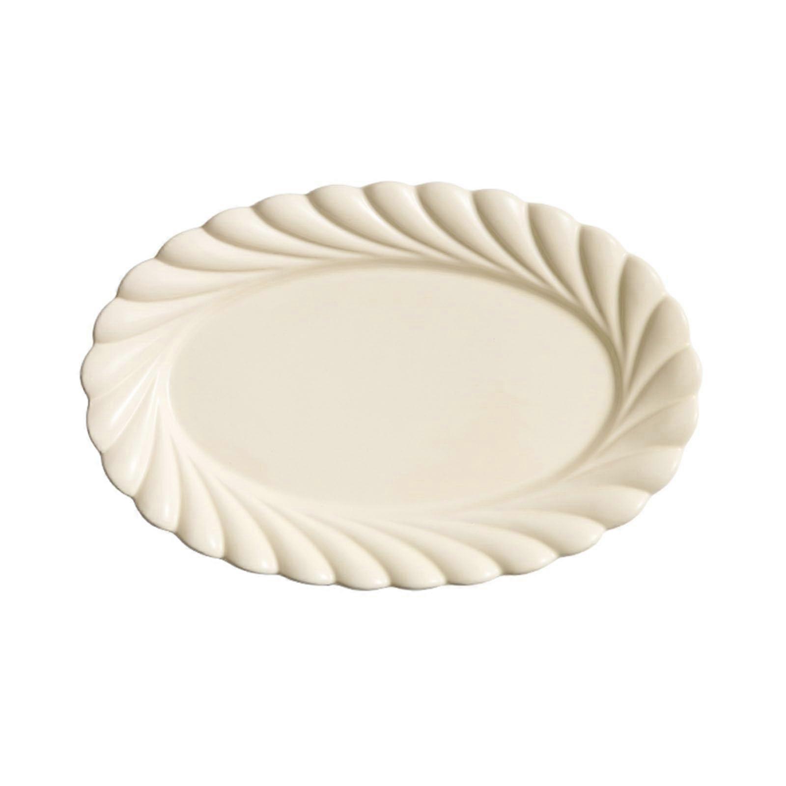 Ceramic Oval Dinner Plates Cream Yellow Elegant Wedding Tableware Dishwasher Safe 31.5x21cm