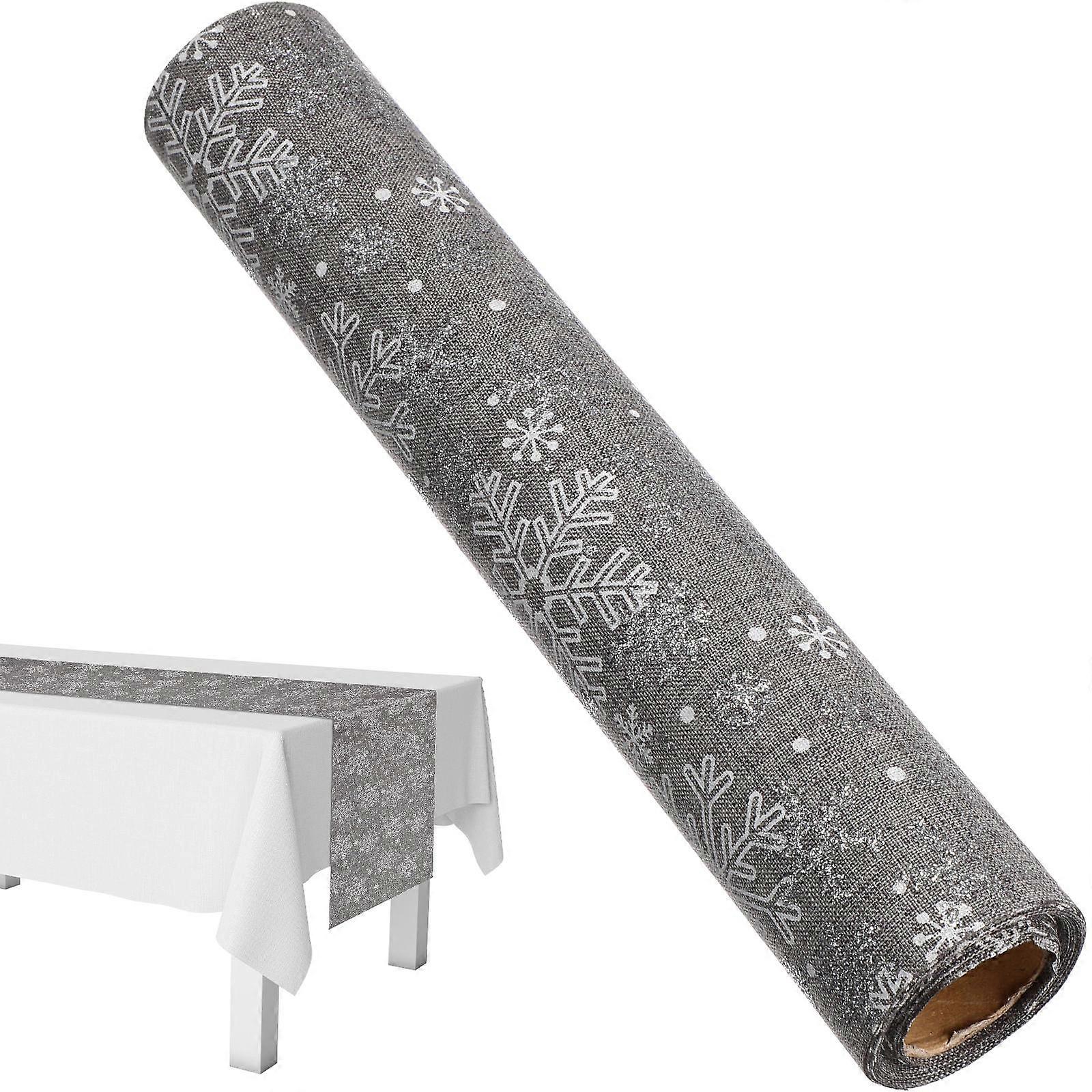 Silver Table Runner Christmas Table Cloth for Decoration 10Pcs Printed Fabric