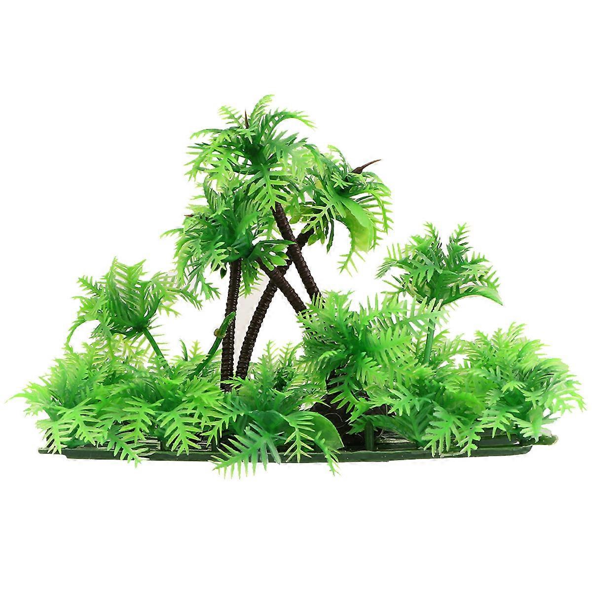 Artificial Aquarium Tree Fish Tank Decor with 2Pcs Plastic Underwater Plants