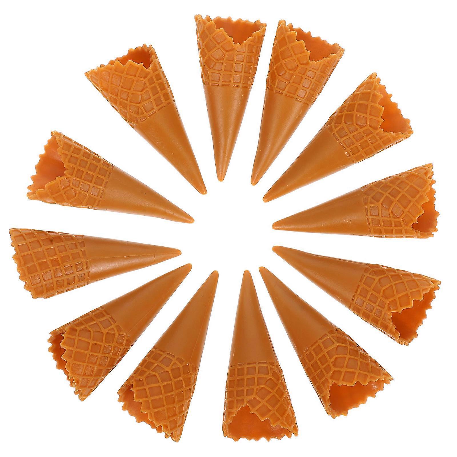 Artificial Mini Ice Cream Cones for DIY 60Pcs Brown PVC Material