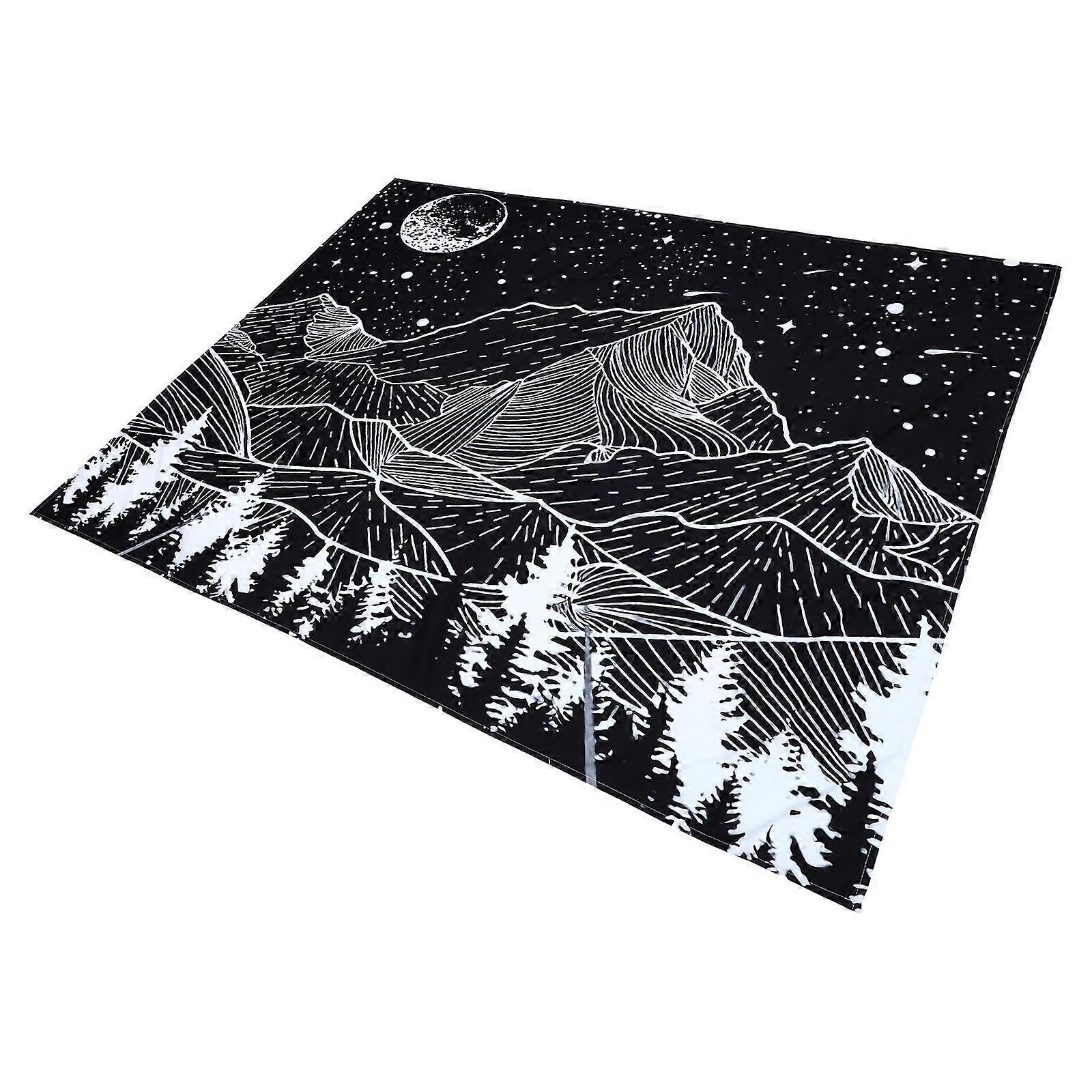Mountain Pattern Decorative Tapestry for Wall Decor 2Pcs Black White