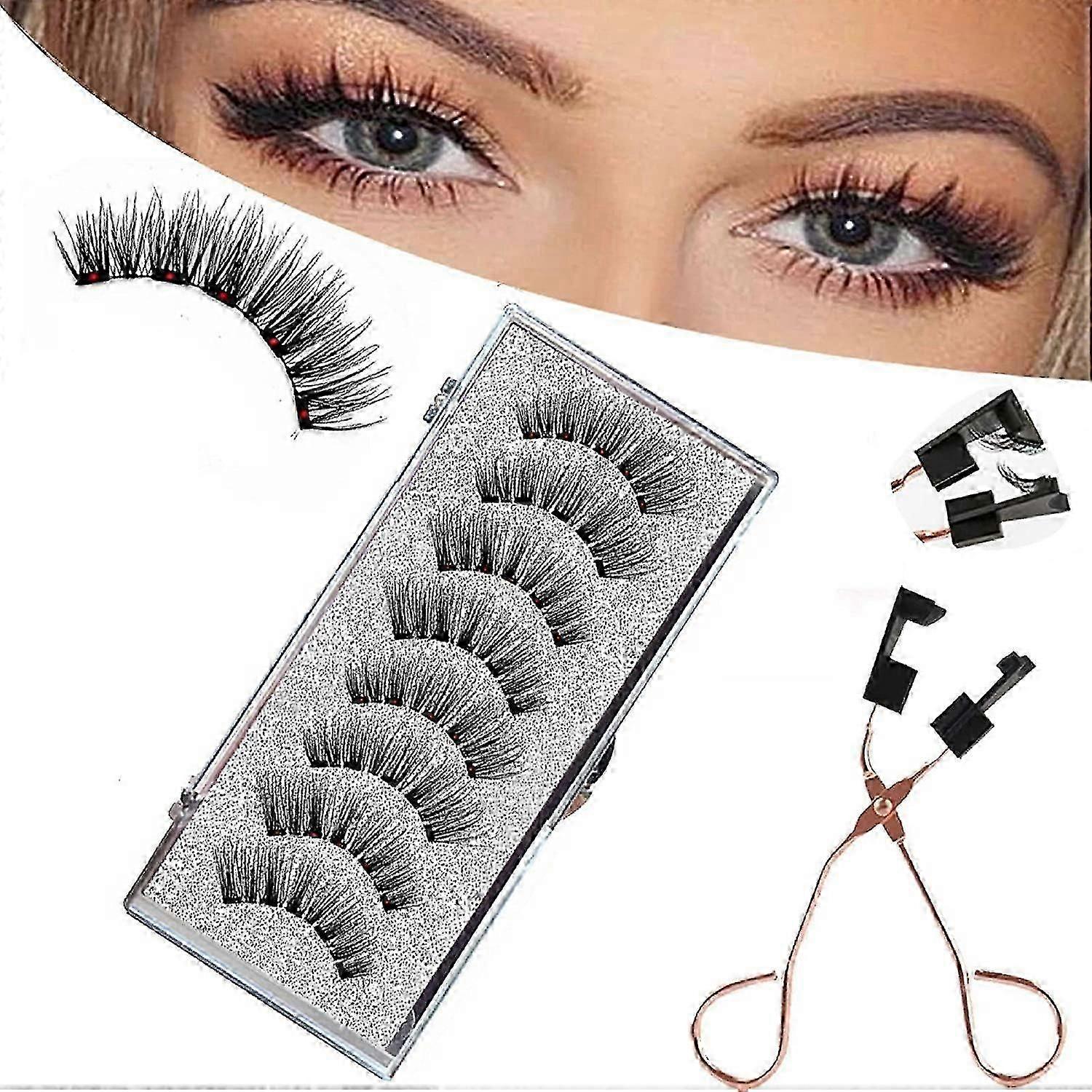 3d False Eyelashes Set, Reusable Double Magnetic False Eyelashes