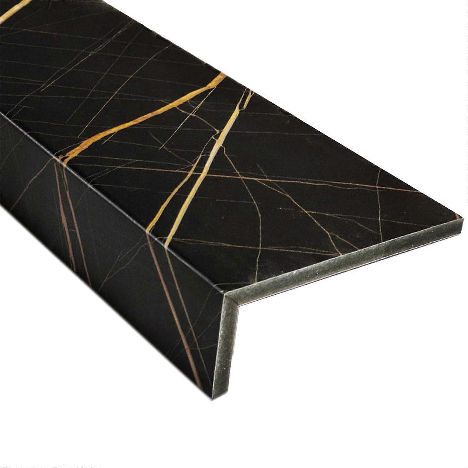 Window Sill Protector with Elegant Marble Grain, Durable 8mm Laminate, Custom Size Black Trim