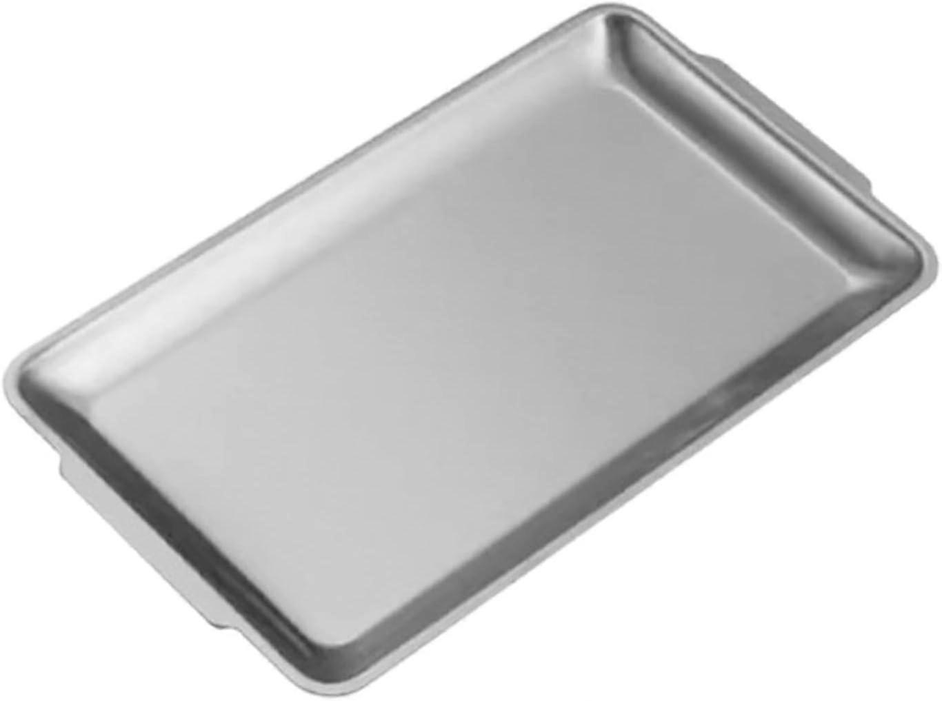 Stainless Steel Rectangular Serving Tray 27cm x 15cm for BBQ Prep, Baking and Kitchen Use