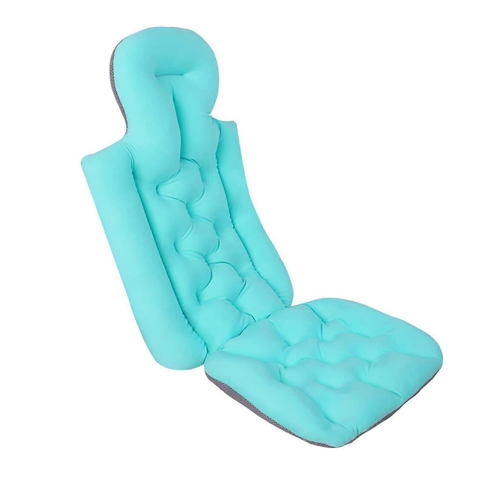 Luxury Bath Pillow with Secure Suction Grip, Ergonomic Neck and Back Support, Waterproof Blue