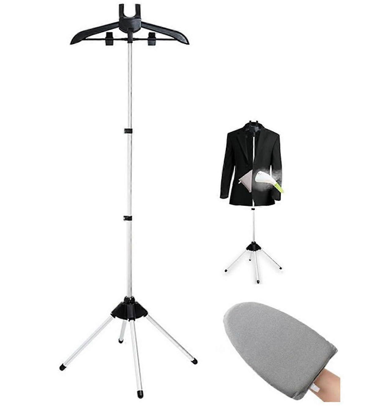 Garment Steamer Stand with Adjustable Height, Foldable Clothes Steaming Rack and HeatResistant Gloves