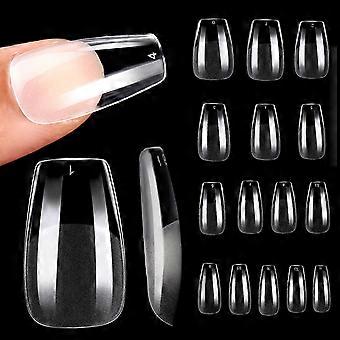 240pcs Clear Coffin Nail Tips Set Medium Acrylic Fake Nail Extensions Full Cover with Storage Box