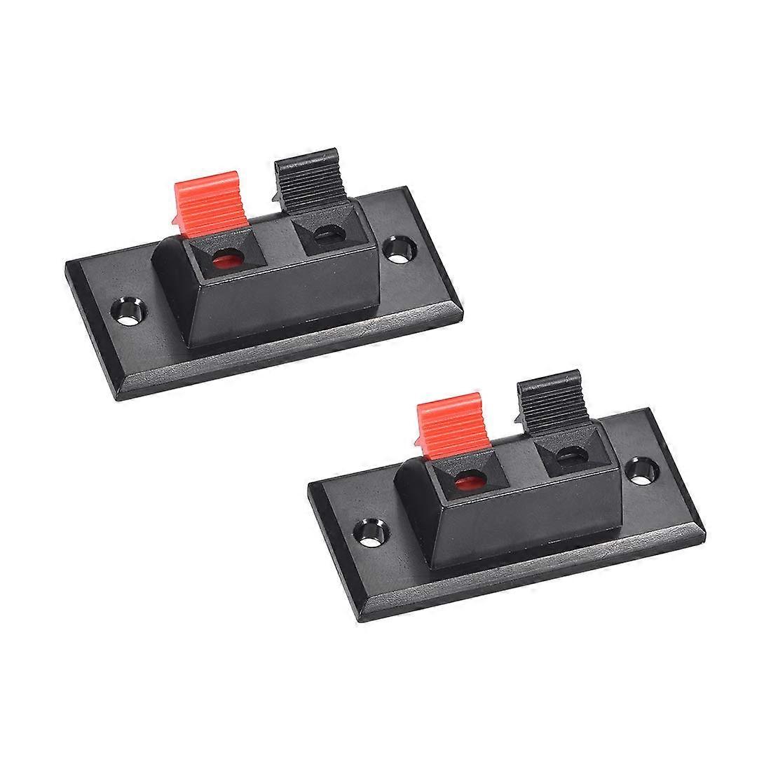 2 Pin Spring Loaded Speaker Terminal Block Quick Push Connection Red Black Clips 2Pcs WP23