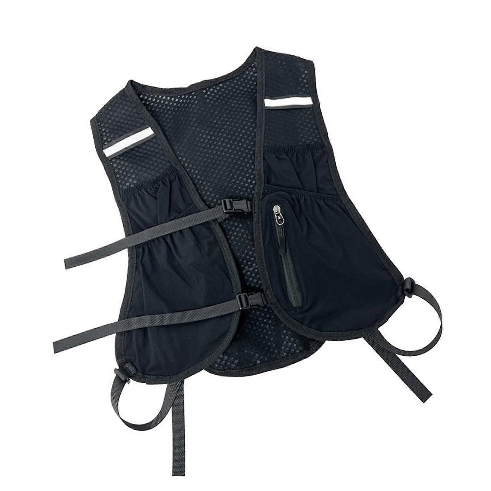 Running Hydration Vest with Reflective Safety Strips, Adjustable Fit, Multiple Pockets, Black