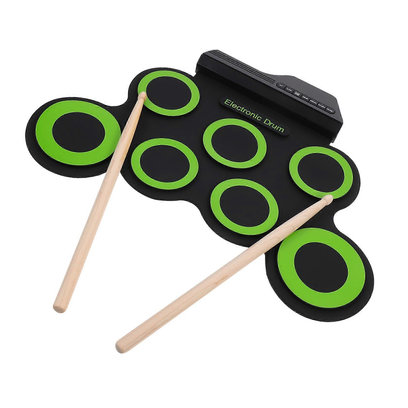 Electronic Drum Kit Portable Foldable Silicone Roll Up Set with Headphone and Dual Output