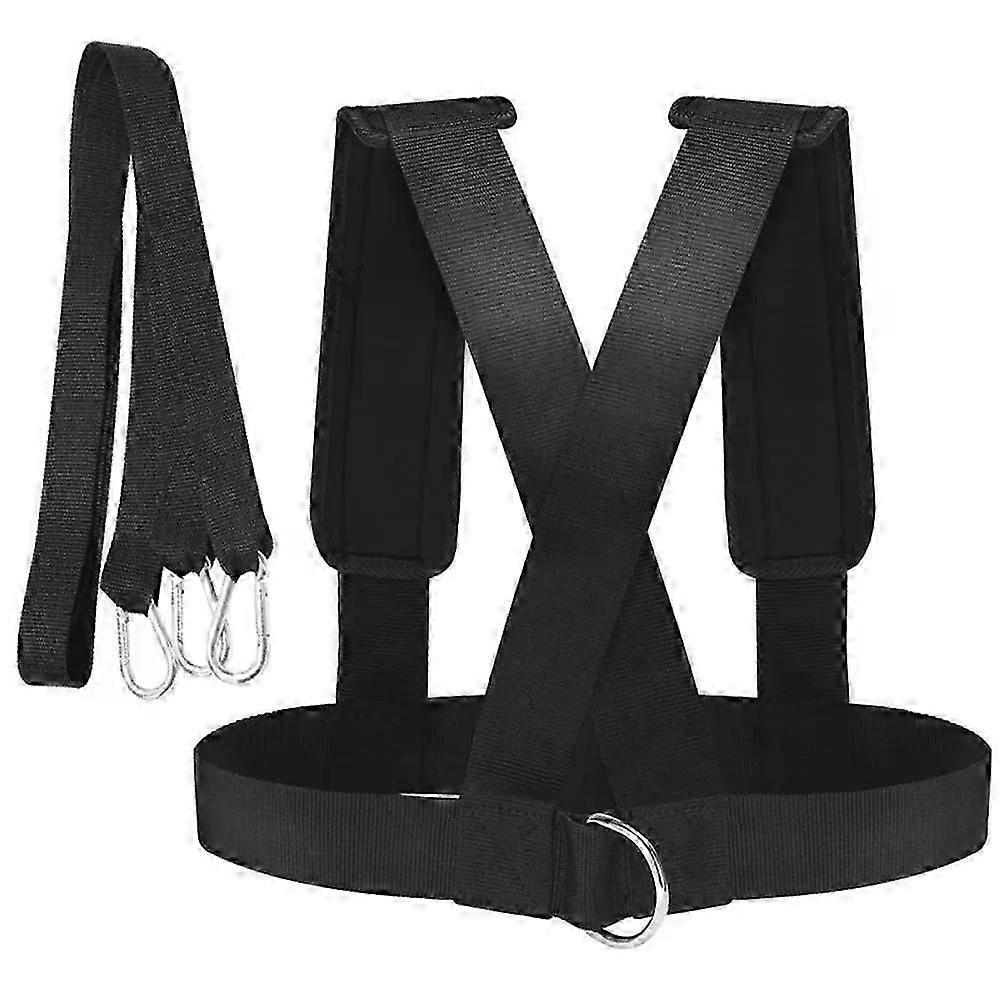 Durable Adjustable Sled Harness with Padded Shoulder Strap for Resistance Training