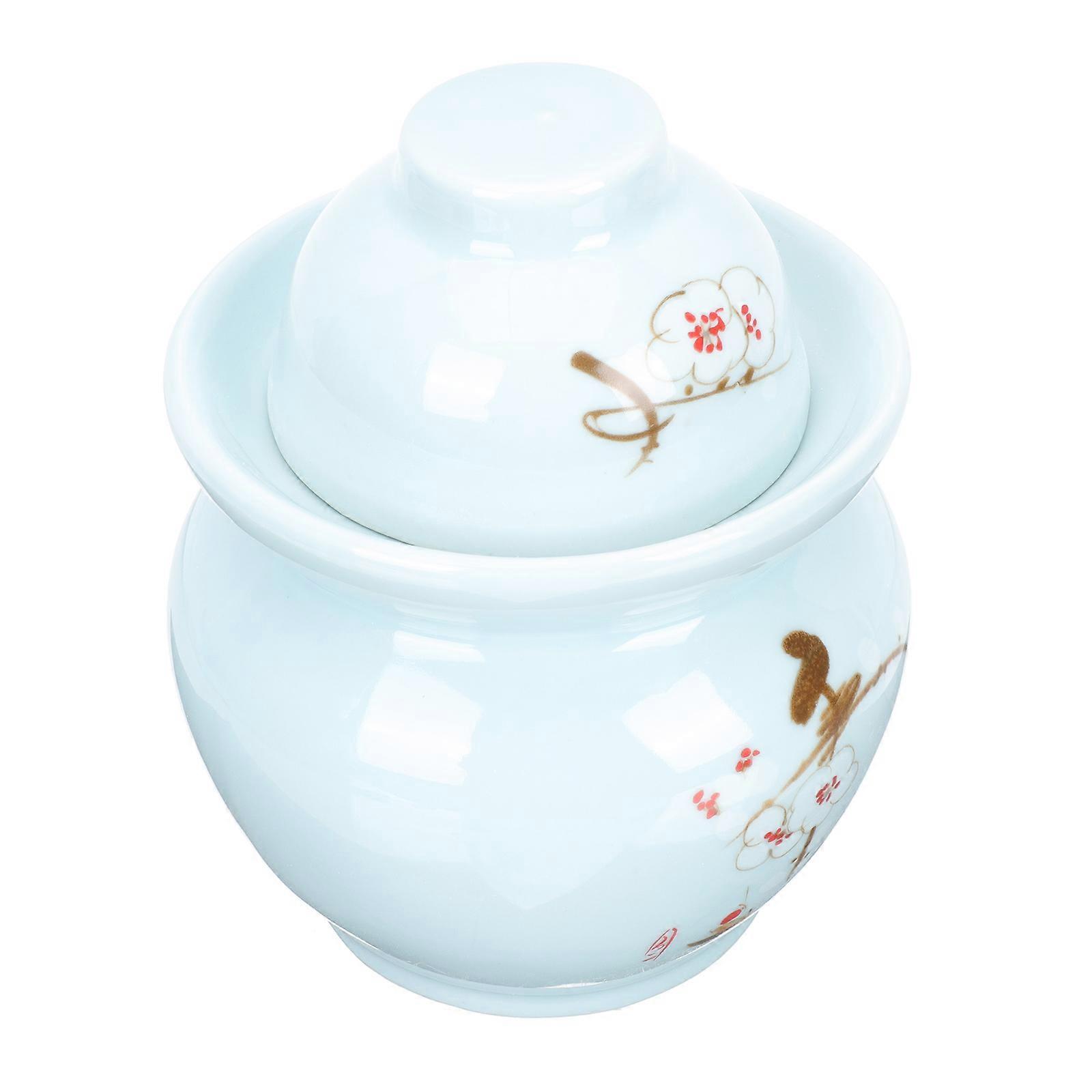 Ceramic Pickle Jar Sealing Container Home Use Round Traditional 1Pack