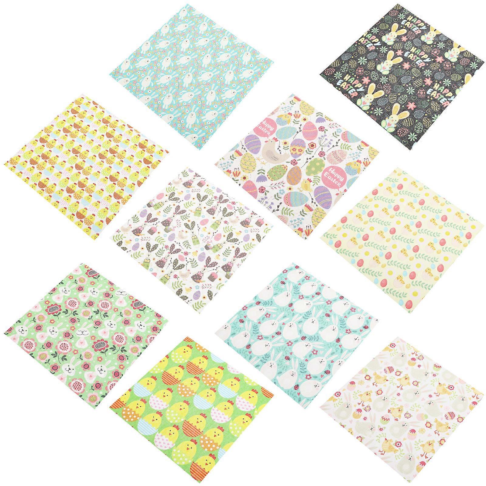 Easter Patchwork Cloth Cotton Fabric for DIY Use 10Pcs Assorted