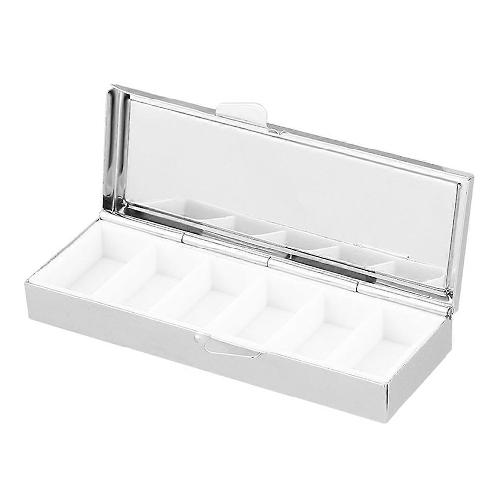 Silver Pill Box Keychain Rectangular Pill Storage Box for Storage 1Pcs