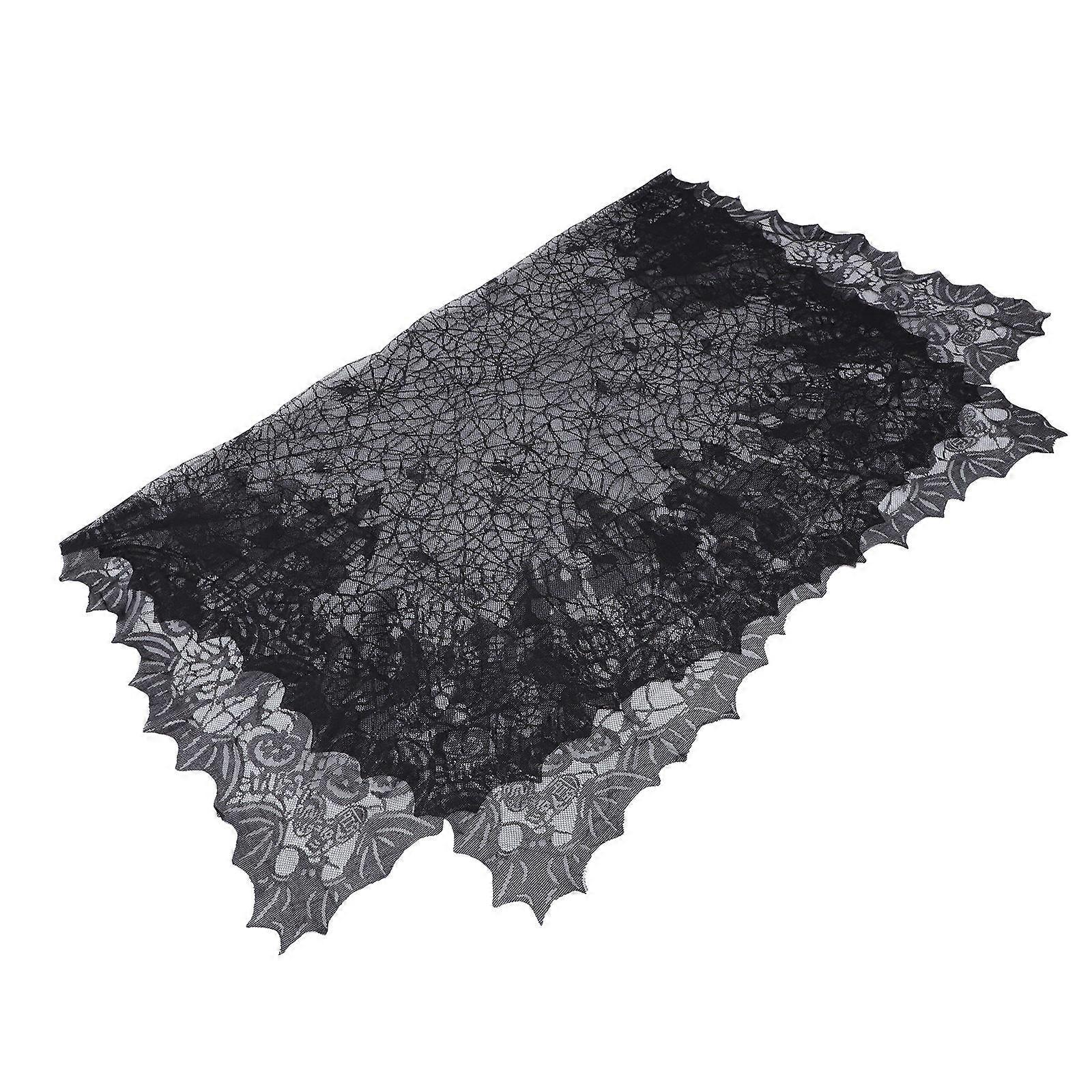 Black Lace Tablecloth Castle Pattern for Decoration 1Pcs