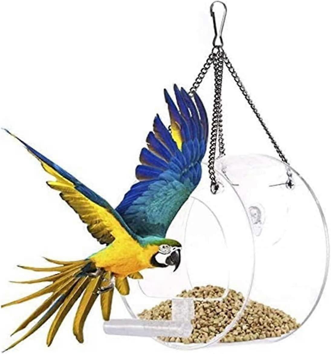Window Bird Feeder Clear Acrylic Circular Design with Suction Cups for CloseUp Bird Viewing