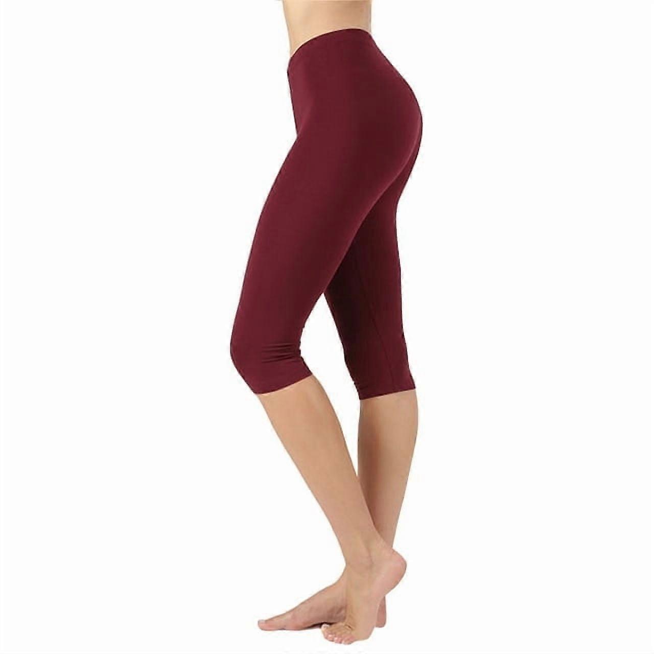 Dame Essential Basic Bomull Spandex Stretch Capri Leggings Under Kneet