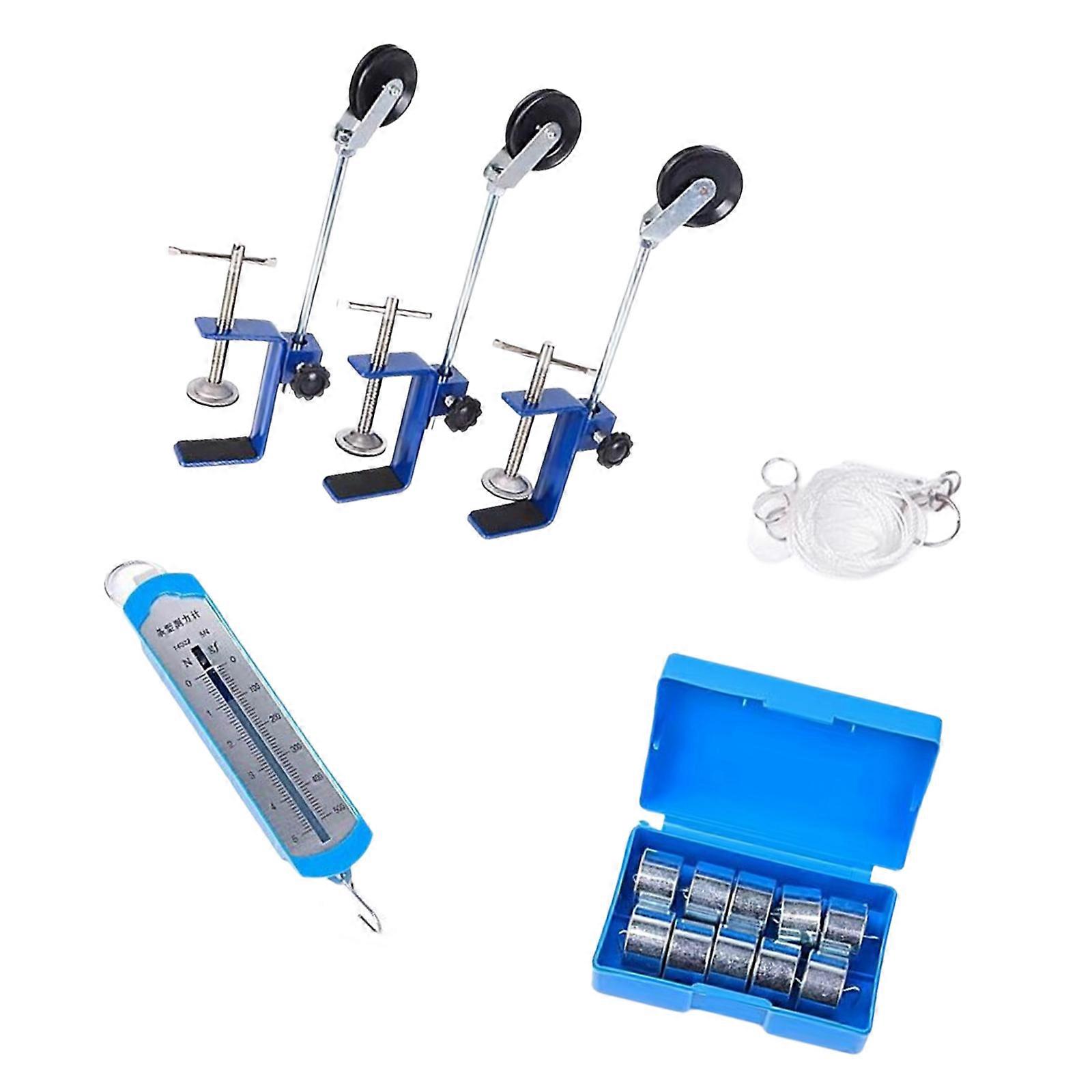 Physics Mechanics Experiment Apparatus Includes Fixed Pulley Dynamometer Mounting Clamp And Hook Weights For Science Lab Multicolor