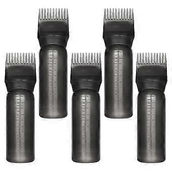 Frascos para aplicação de tintura de cabelo, para armazenamento, conjunto de 5 unidades, plástico preto, para uso em salão de beleza.