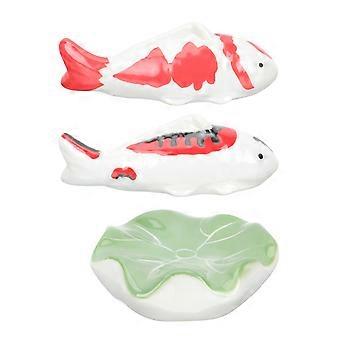 Schwimmende Fischdekorationen für Aquarien, 9-teiliges Keramik-Fischfiguren-Set, verschiedene Farben