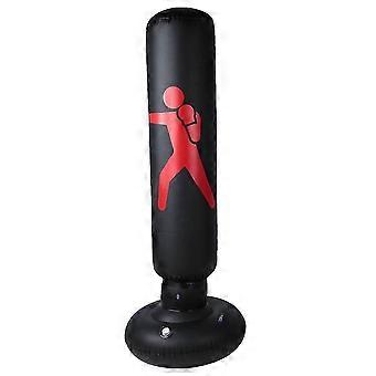 PVC 160cm Fitness Hit Sandsack Erwachsene Kinder Aufblasbarer Säule Tumbler Boxsack (schwarz)
