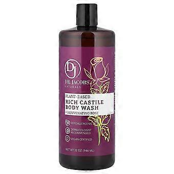 Dr. Jacobs Naturals, plantebasert rik Castile dusjsåpe, foryngende rose, 946 ml