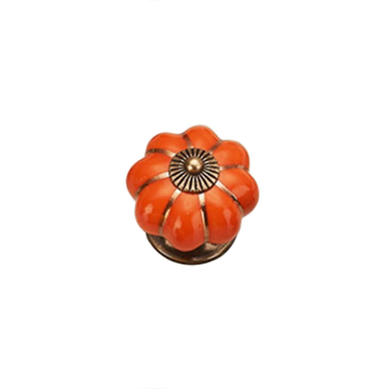 2 Pcs/Set Vintage Pumpkin Ceramic Door Knobs Cabinet Drawer Cupboard Kitchen Pull-wfx