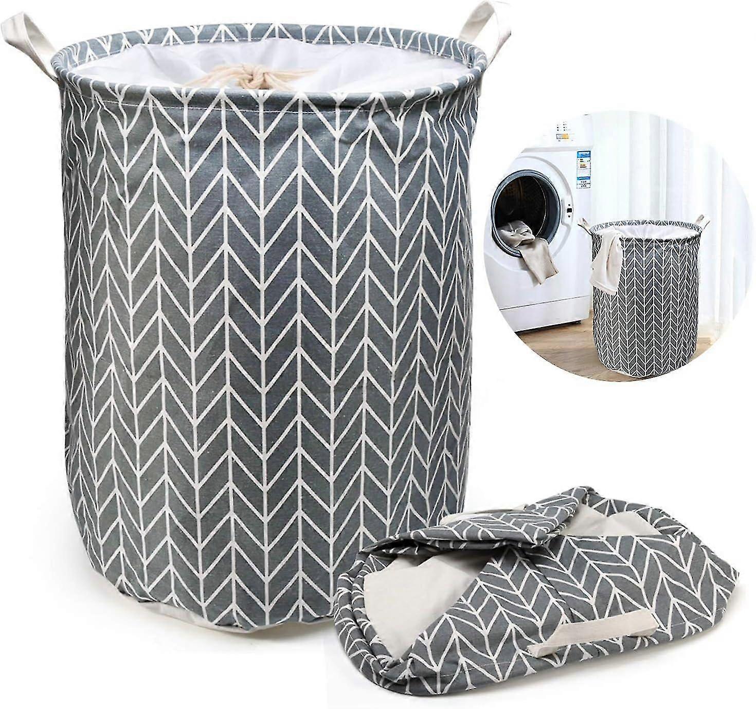 Large Collapsible Laundry Basket with Drawstring - Waterproof Cotton Canvas, Portable & Versatile Storage Solution