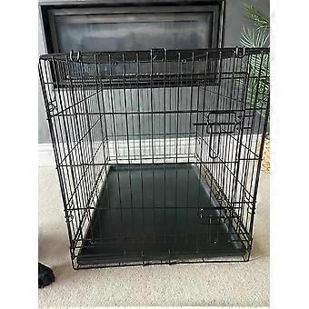 Black Single Door 30 inch Dog Cage - Medium and Paws Crate Cover -Medium