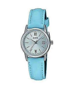 CASIO COLLECTION LADY DATE SILVER, LEATHER - LIGHT BLUE