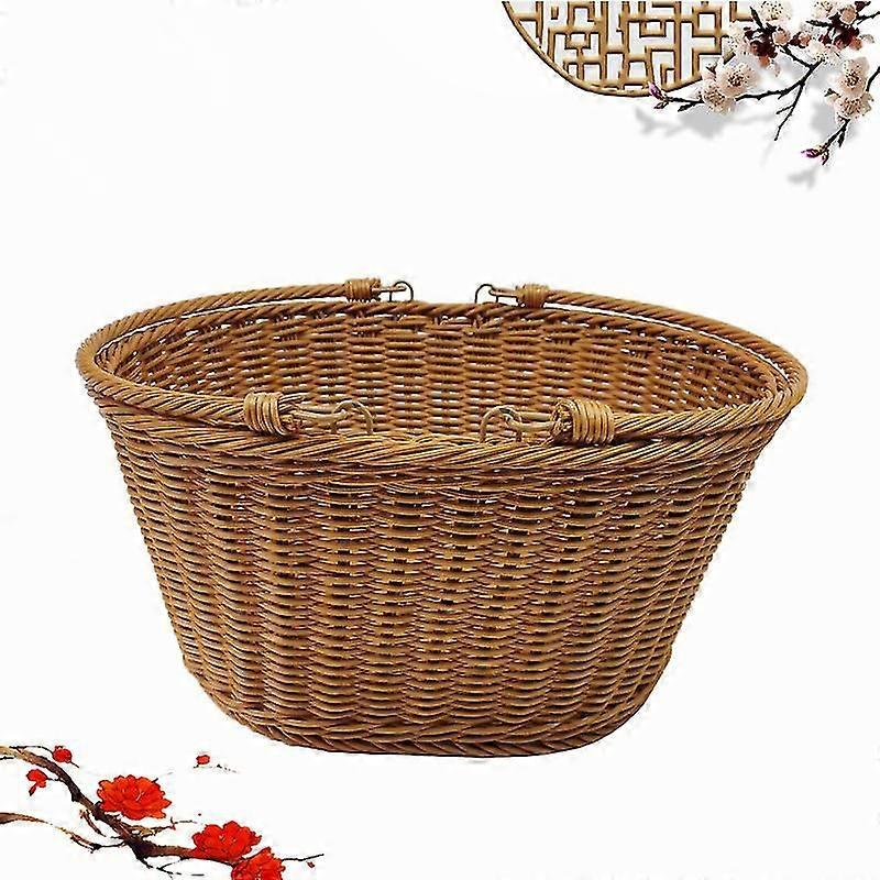 Simulation Vine Basket With Double Folding Handles Wicker Easter Basket Storage Of Plastic Easter E