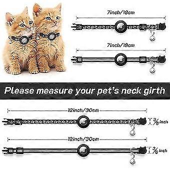 2 Pack Cat Collar with Accessory Compatible with Apple Airtag, Reflective GPS Cat with Anti Strangulation, Adjustable, Airtag GPS Not Included! (Blac
