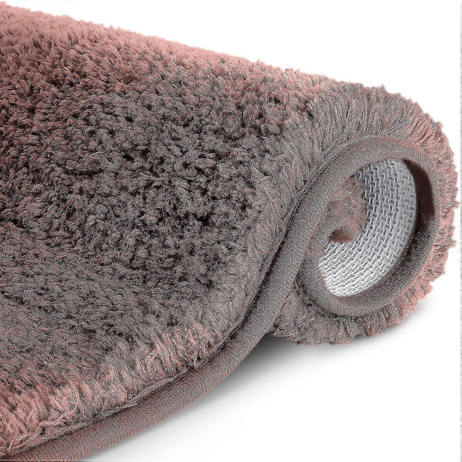 Absorbent Non-Slip Bath Mat - Thick Fluffy Polyester, Soft & Quick-Dry, Dark Brown, Machine Washable, Versatile Use