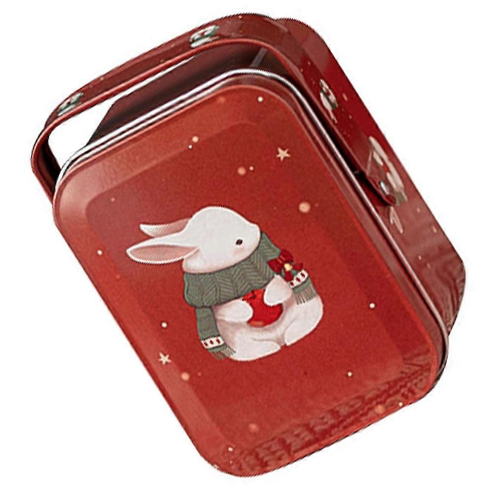 Easter Candy Box Adorable Bunny Pattern Candy Box Tinplate Biscuit Storage Box