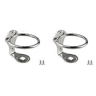 2X Single Ring Drink Holder Open-Ring Design Marine Boat Rv-Camper Polished Marine Grade Stainless Steel Cup Holder