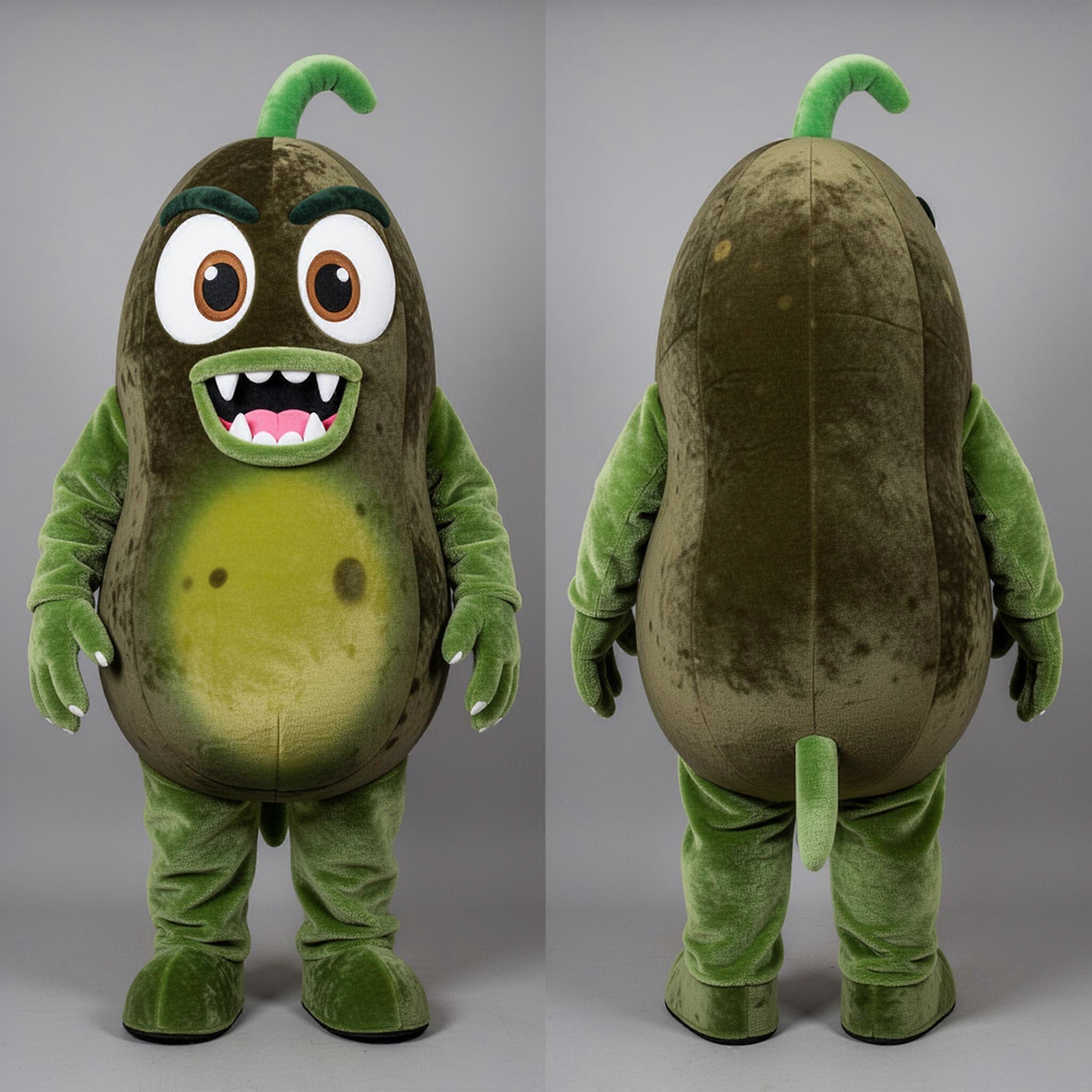 MASTICOT Olive Green Expressive Chupacabra Mascot