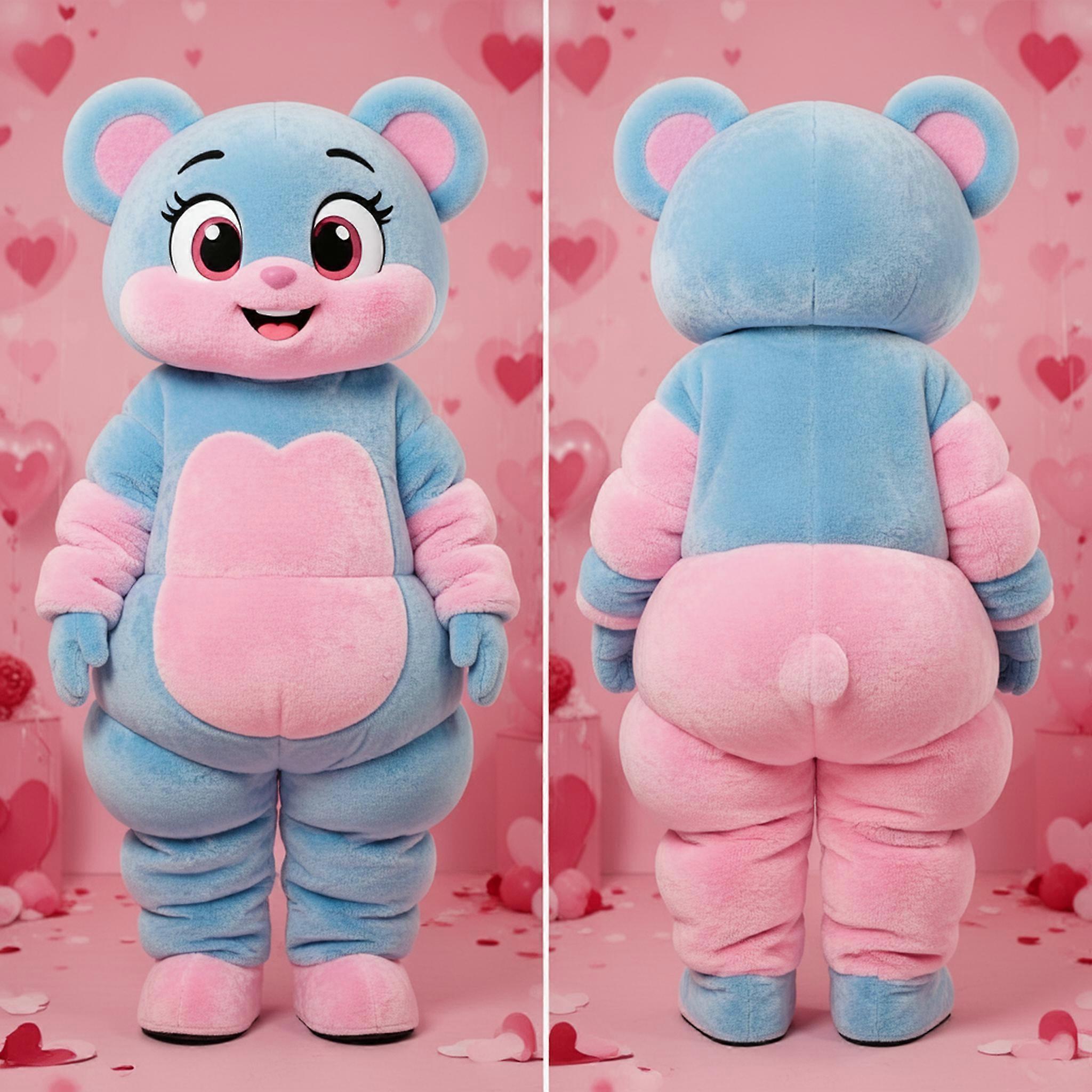 MASTICOT Sky Blue Romantic Plush Pink Mascot