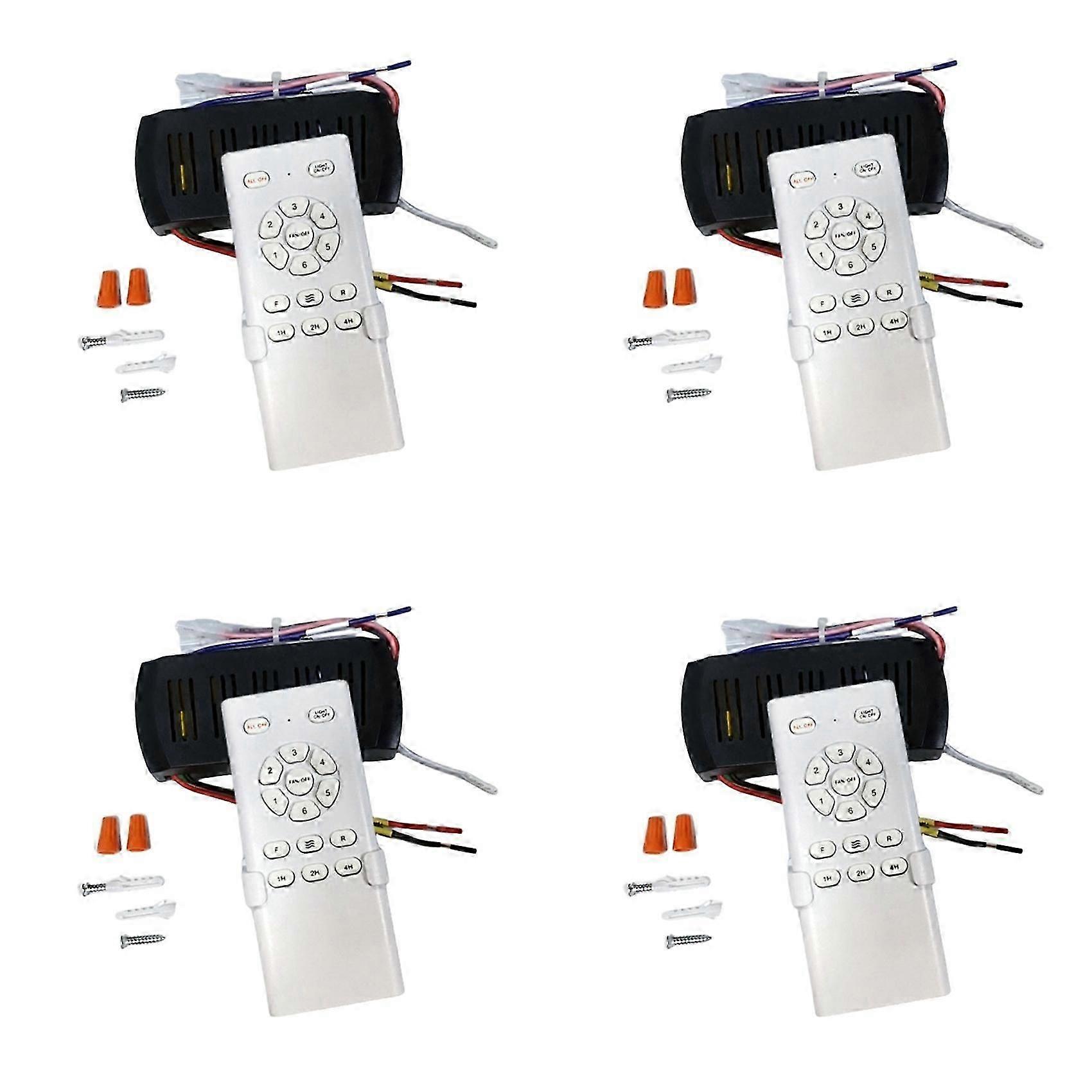 4X Frequency Conversion Ceiling Fan Remote Control Kit Light High Voltage 6-Speed Remote Receiver Controller