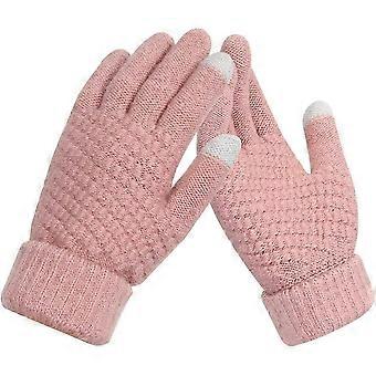 Women Gloves Winter | Couple Warm Knit Gloves | Touch Screen Gloves Ladies Gloves | Thermal Gloves Pink