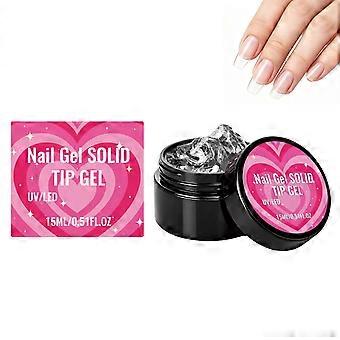 UV LED Solid Nail Glue Gel 15ml, LongLasting Solid Tip Gel for PressOn & Acrylic Nail Tips