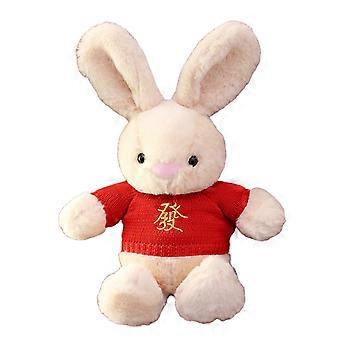 40cm Zodiac Rabbit Doll Rode Kleur Bedrukte Trui 3D Ogen Bunny Doll Plushies Decoratie Schattig Konijn Pop Knuffel 2023 Jaar Mascotte Pop Nieuwjaar G