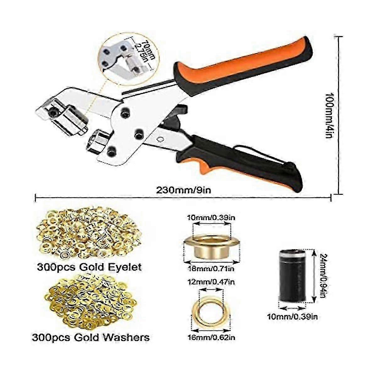 Magnetic 10mm Eyelet Pliers Set