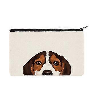 Trousse de maquillage zippée en toile, pochette cosmétique, étui de rangement pour femme et fille, trousse de voyage multi-usage - Motif chiot Beagle