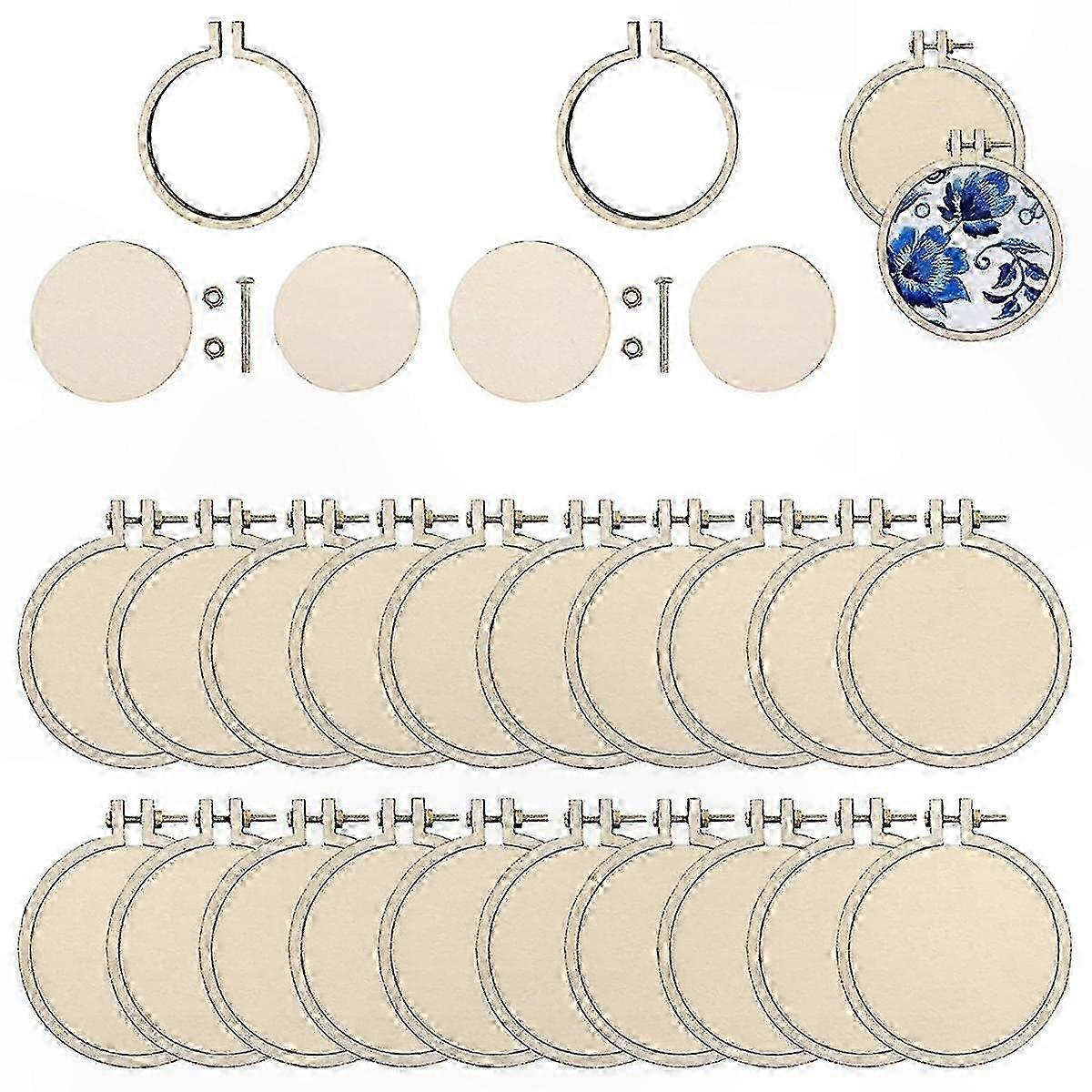 20-Pack Wooden Mini Hoops compatible with Crafting, Round Display Frames compatible with DIY Projects