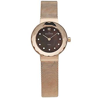 Skagen Leonora Quartz Analog Women Watch with 456SRR1 Gold Plated Stainless Steel Bracelet