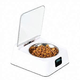 Voor katten en honden, 330 ml roestvrijstalen voerbak met infraroodsensor, voorzien van een automatisch openende/sluitende deksel, USB-oplaadkabel en ingebouwde batterij.