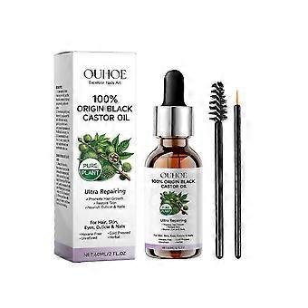 2 Pack Black Castor Oil for Hair, Eyebrows, Eyelashes and Skin Care, Moisturizing and Strengthening Treatment for Nails and Face